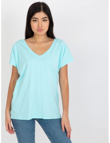 Jasnomiętowy klasyczny t-shirt basic z bawełny Emory