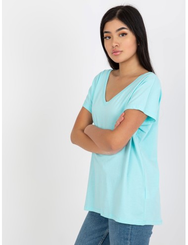 Jasnomiętowy klasyczny t-shirt basic z bawełny Emory