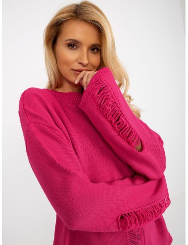 Damski sweter oversize z dziurami z wełną