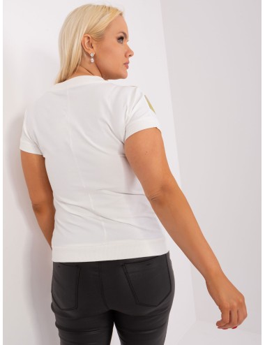 Ecru-khaki bluzka plus size z nadrukiem