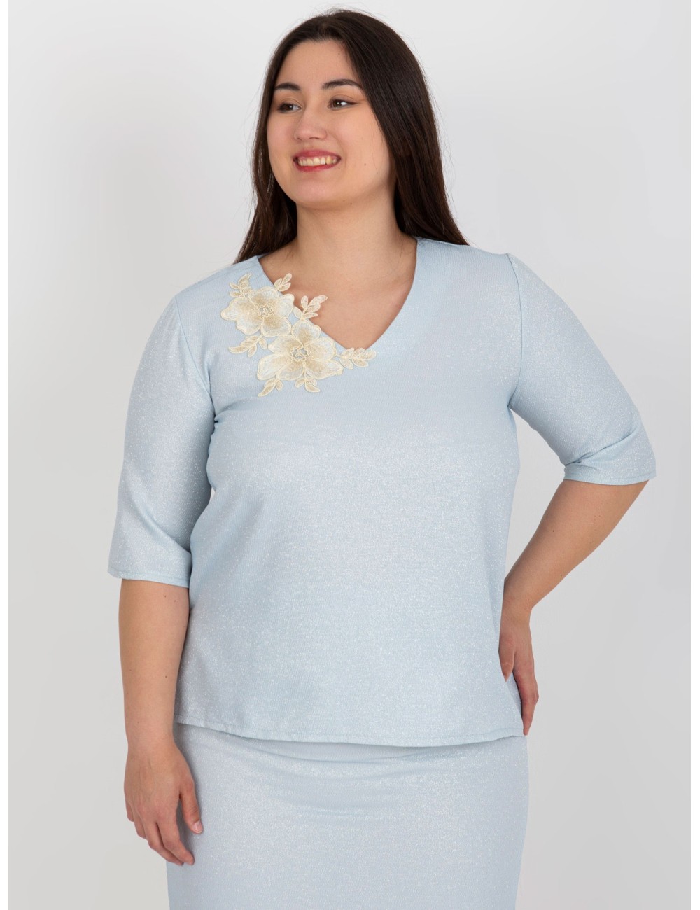 Bluzka plus size z krótkim rękawem