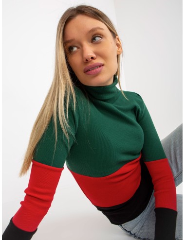 Bluzka basic z golfem w prążek