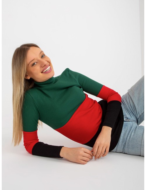 Bluzka basic z golfem w prążek