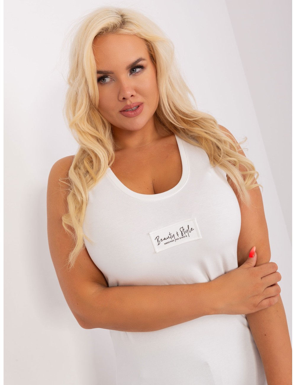 Bawełniany top plus size ze ściągaczem