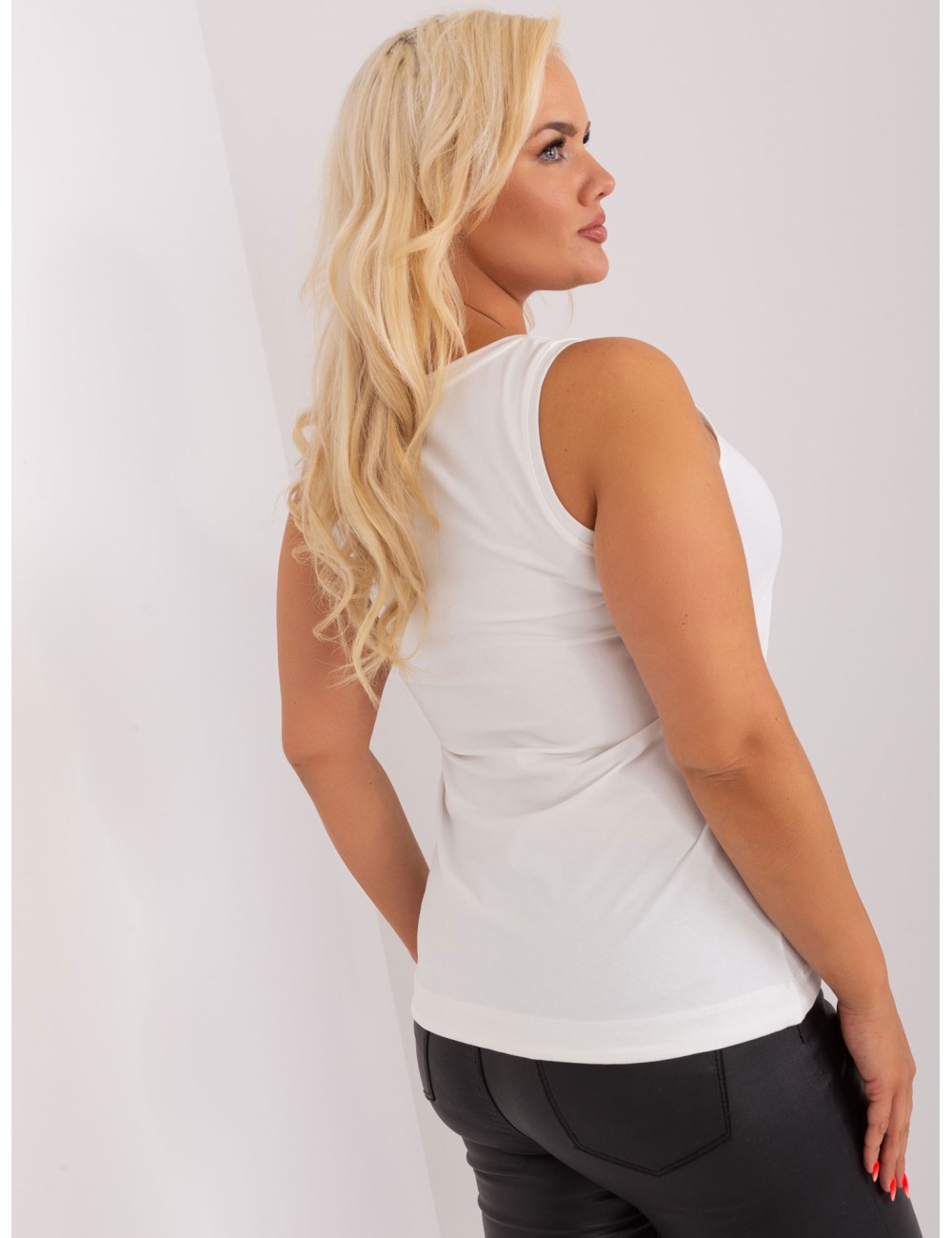Bawełniany top plus size ze ściągaczem