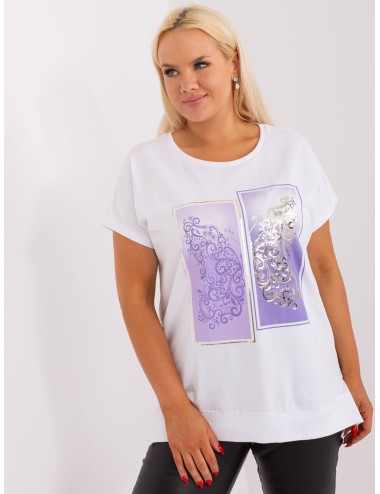 Ecru-limonkowa bluzka plus size z printem