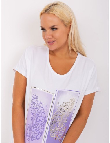 Ecru-limonkowa bluzka plus size z printem