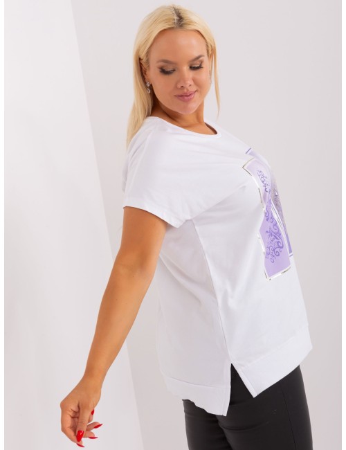 Ecru-limonkowa bluzka plus size z printem