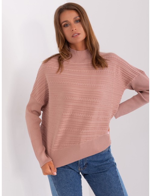 Sweter asymetryczny z warkoczami