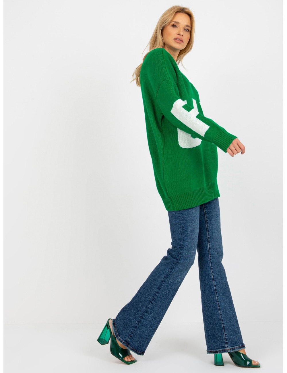 Damski sweter oversize z napisem RUE PARIS