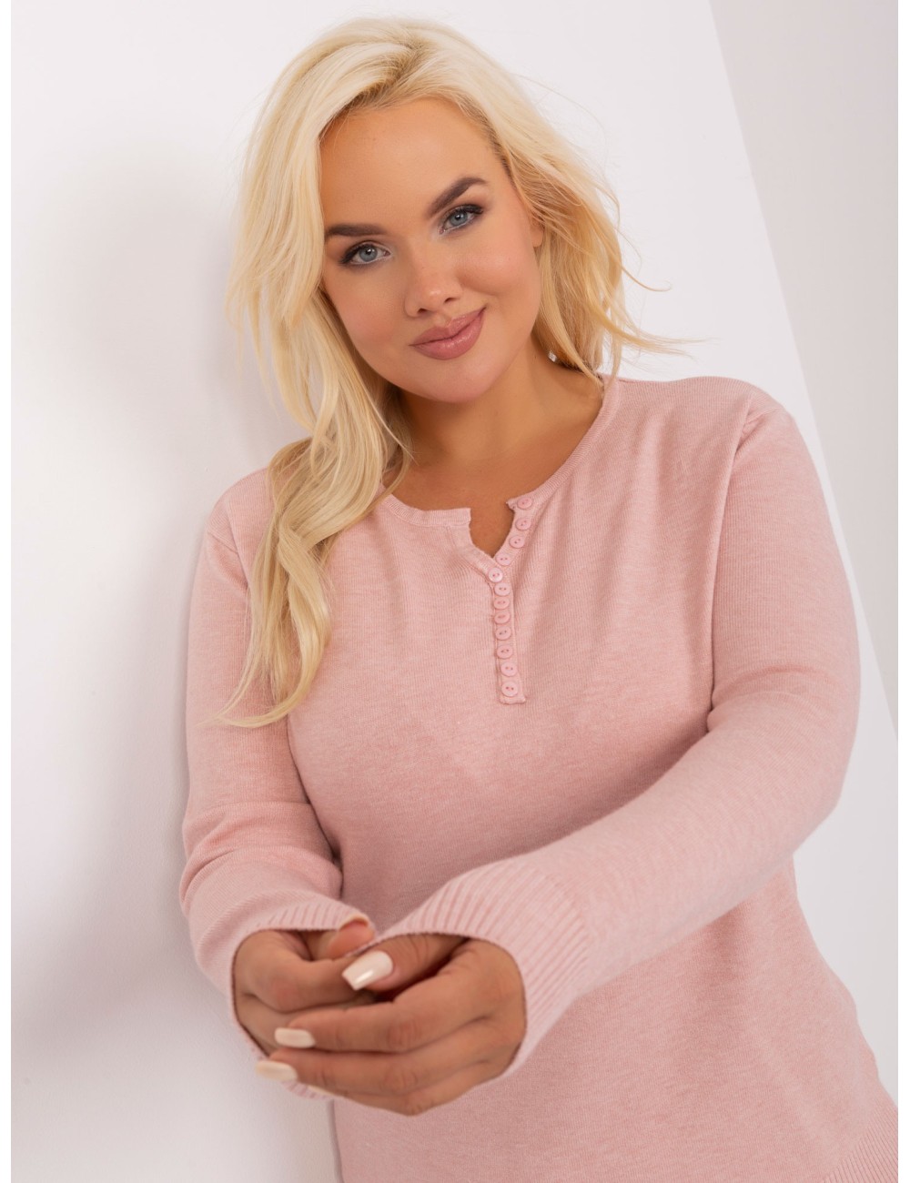 Damski sweter plus size z guzikami