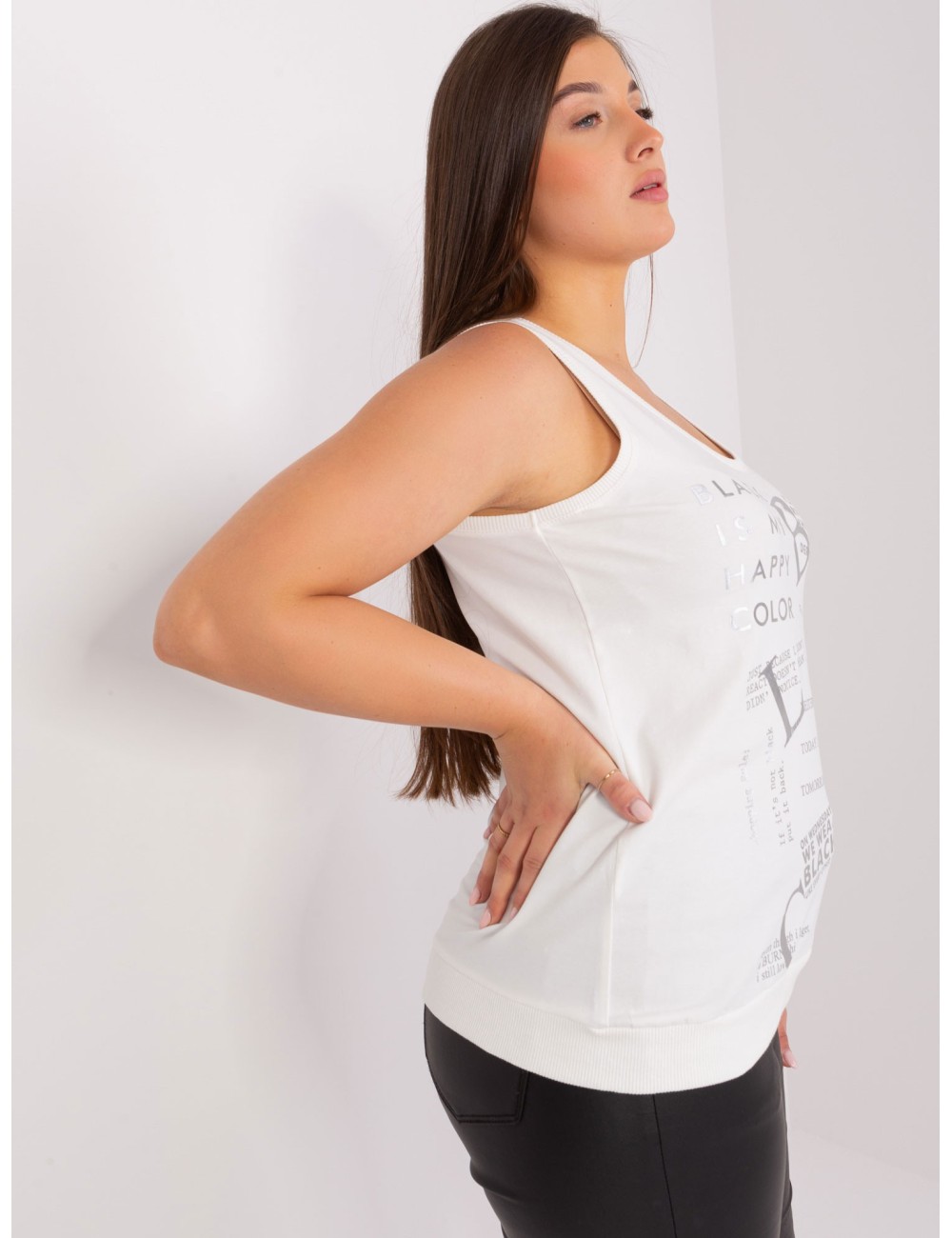 Jasnozielony damski top plus size z bawełny