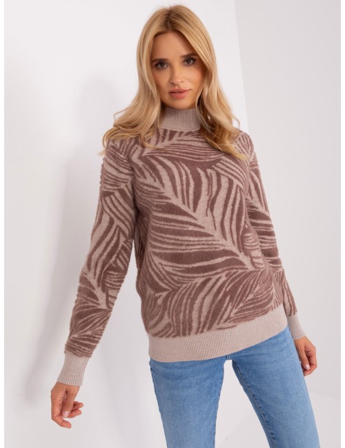 Damski sweter z golfem we wzory