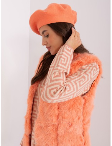 Ceglasta damska czapka zimowa typu beret