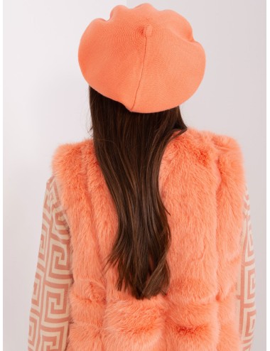 Ceglasta damska czapka zimowa typu beret