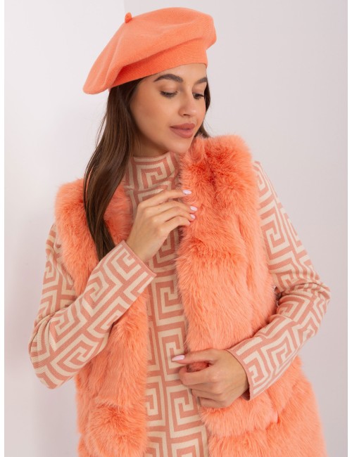 Ceglasta damska czapka zimowa typu beret
