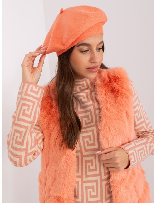 Ceglasta damska czapka zimowa typu beret