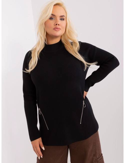 Damski sweter plus size z zamkami