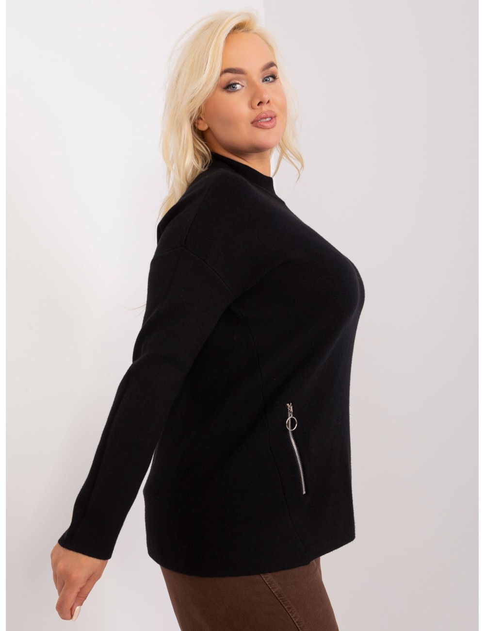 Damski sweter plus size z zamkami