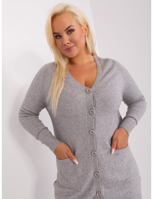 Damski kardigan plus size z kieszeniami