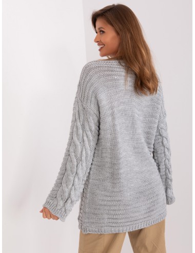 Sweter z warkoczami z dodatkiem wełny