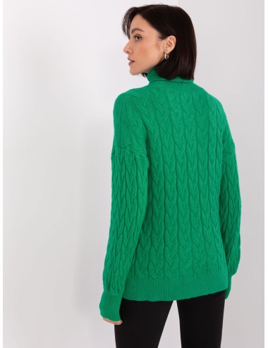 Damski sweter z golfem w warkocze
