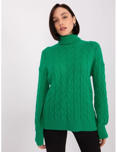 Damski sweter z golfem w warkocze