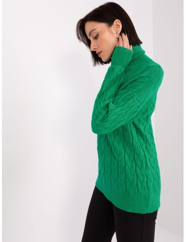 Damski sweter z golfem w warkocze