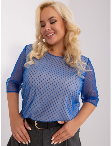 Niebieska bluzka plus size z rękawem 3/4