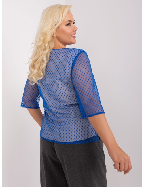 Niebieska bluzka plus size z rękawem 3/4