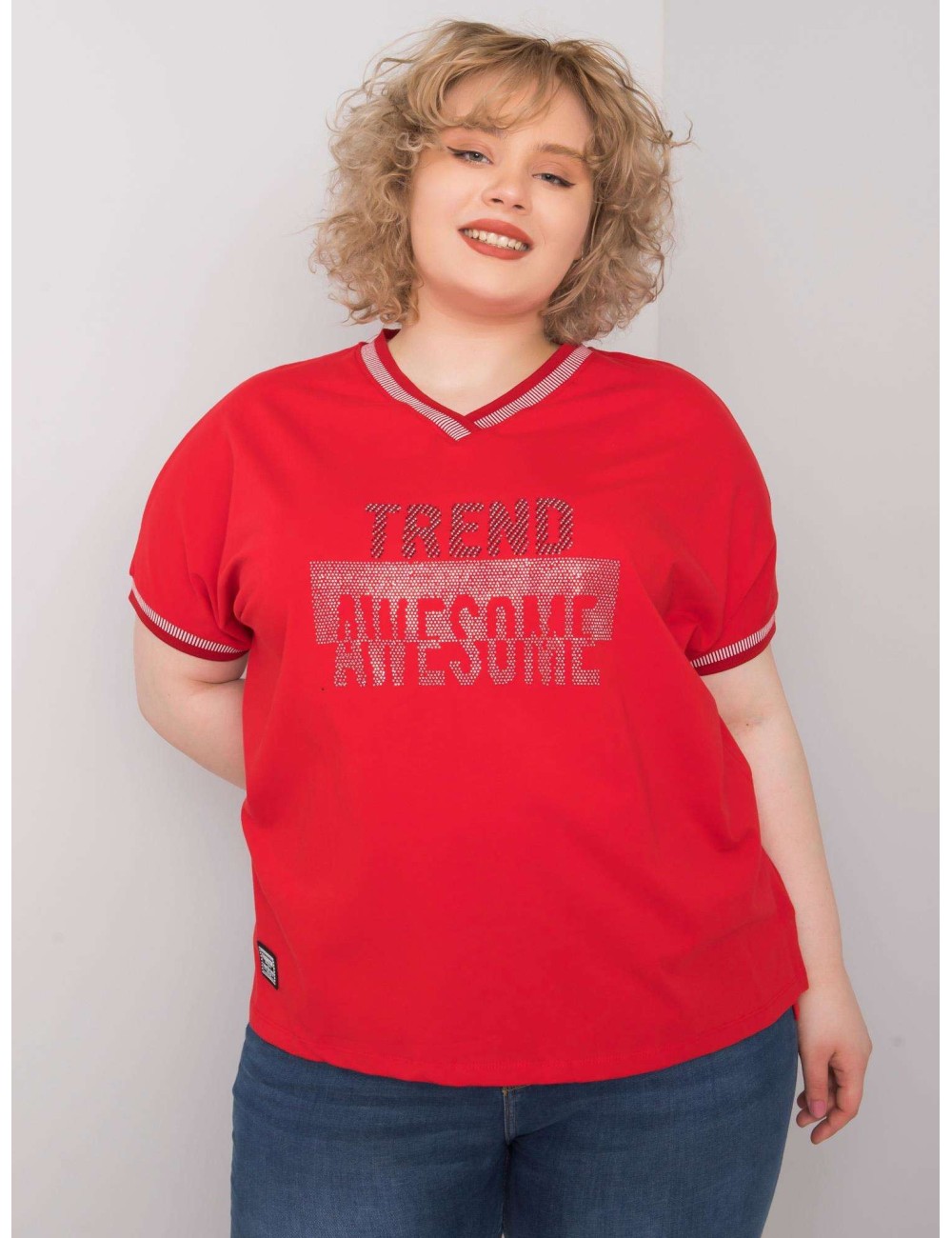 Khaki damska bluzka plus size z aplikacją