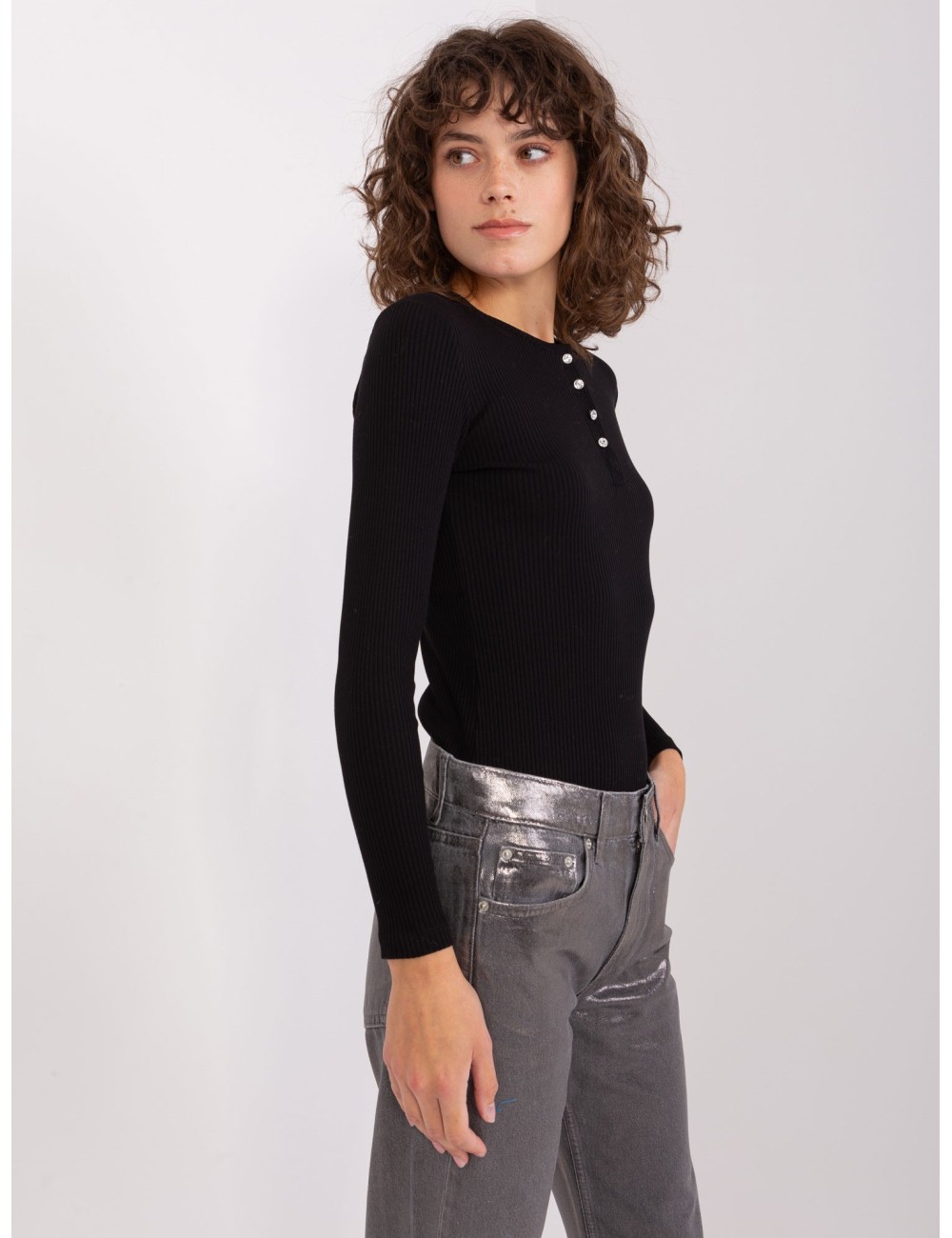 Prążkowana bluzka basic longsleeve