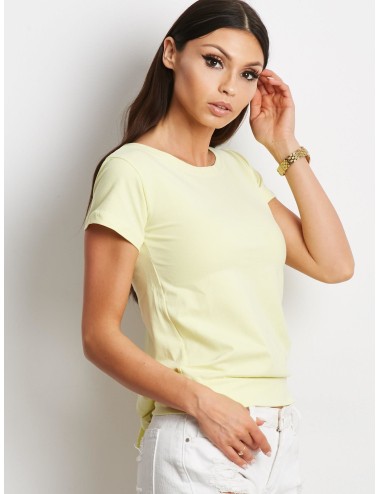 T-shirt żółty z wycięciem i wiązaniem na plecach