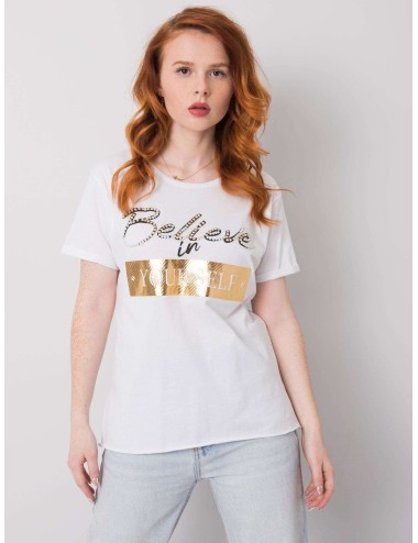 T-shirt bawełniany z nadrukiem i aplikacją