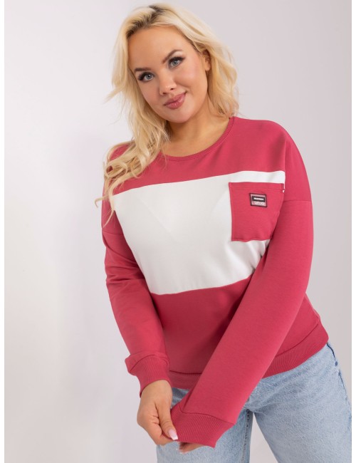 Brudnofioletowo-ecru bawełniana bluzka plus size