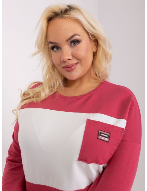 Brudnofioletowo-ecru bawełniana bluzka plus size