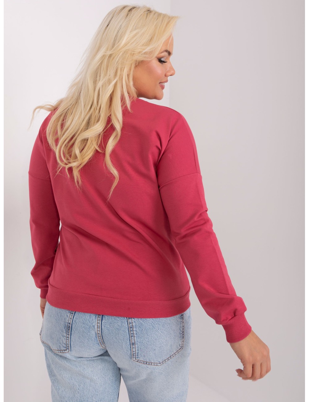 Brudnofioletowo-ecru bawełniana bluzka plus size