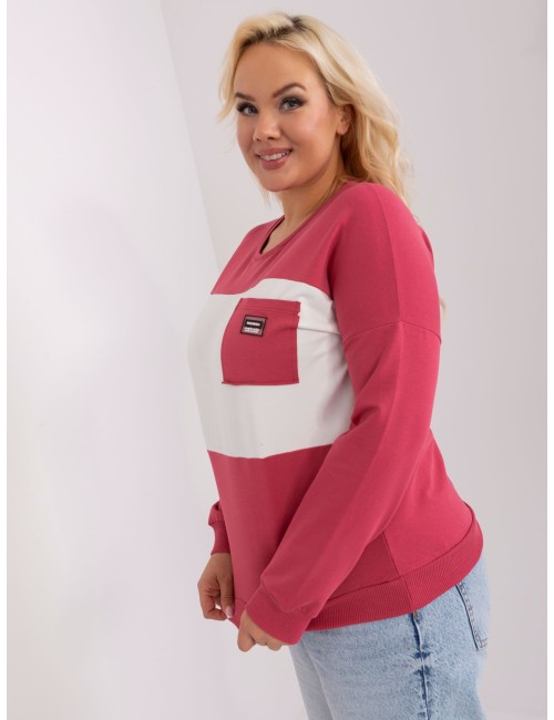 Brudnofioletowo-ecru bawełniana bluzka plus size