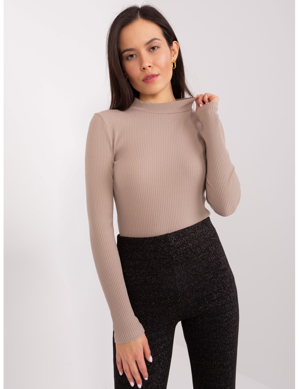 Bluzka prążkowana basic z bawełny BASIC FEEL GOOD