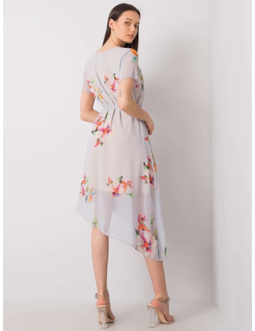 Szara kwiatowa sukienka damska