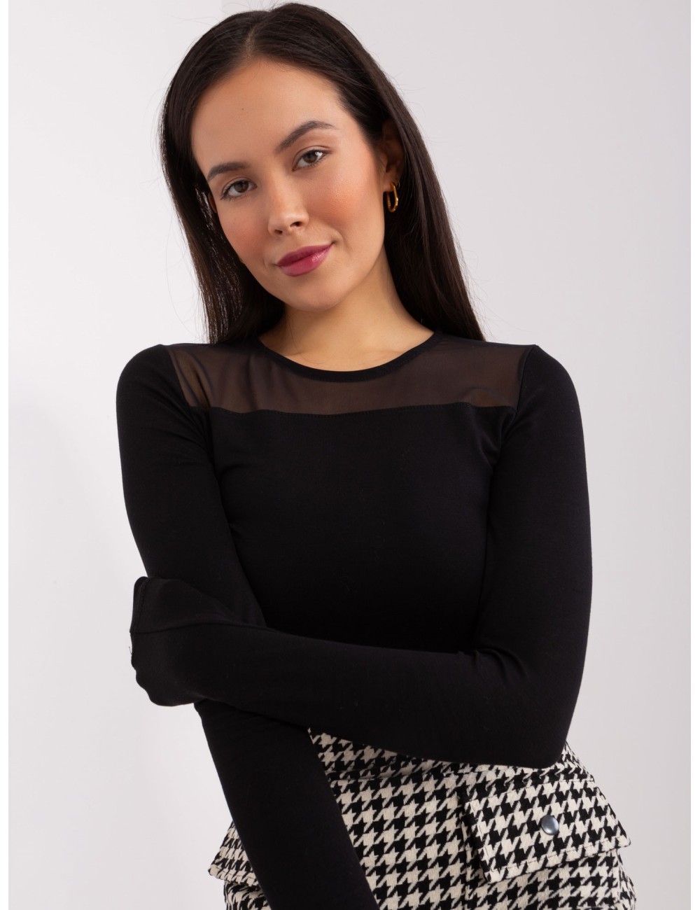 Bluzka longsleeve z wiskozy BASIC FEEL GOOD