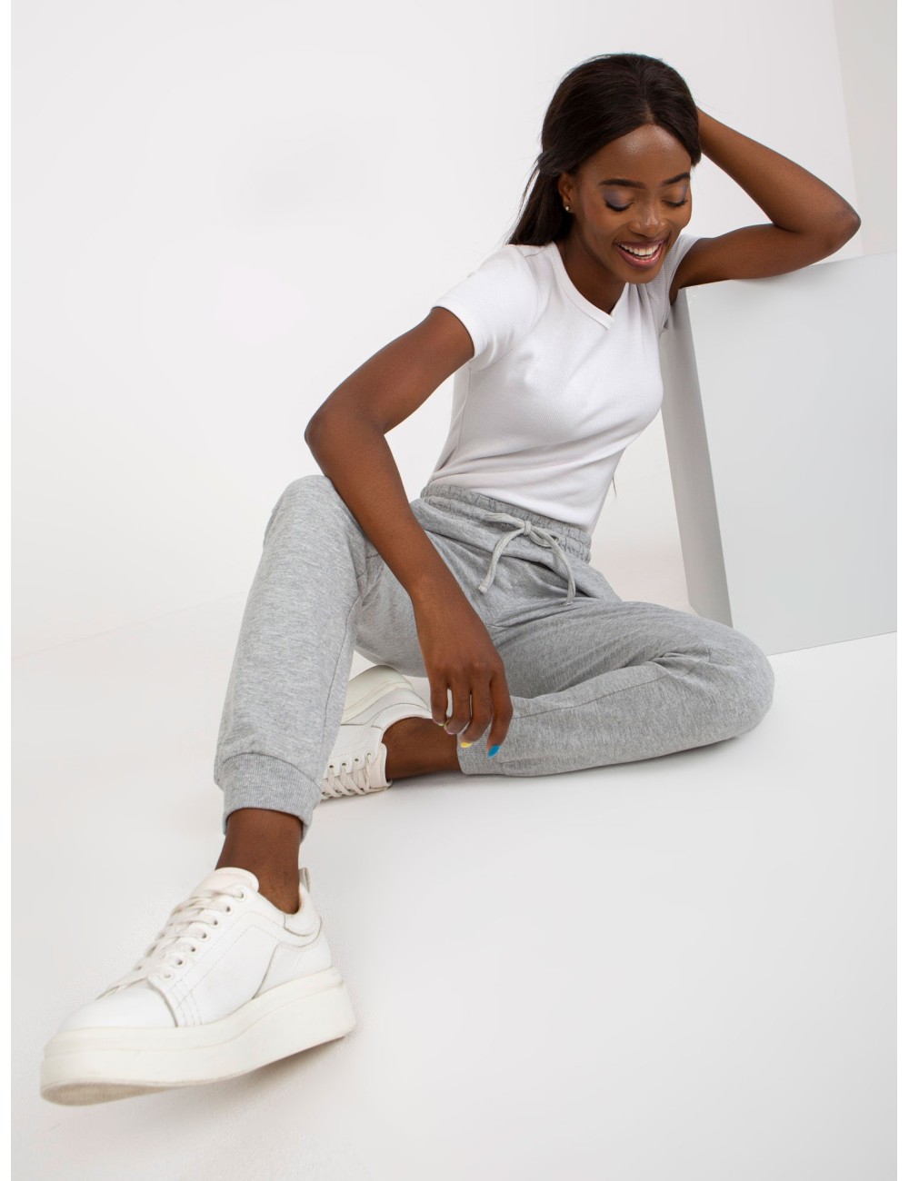 Melanżowe dresowe spodnie basic jogger