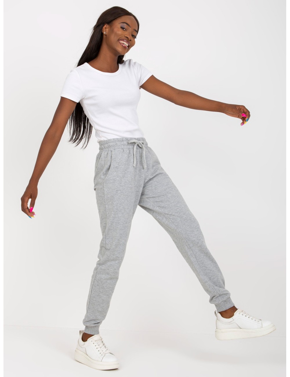 Melanżowe dresowe spodnie basic jogger
