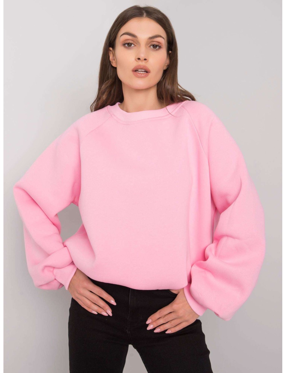 RUE PARIS Jasnoróżowa gładka bluza