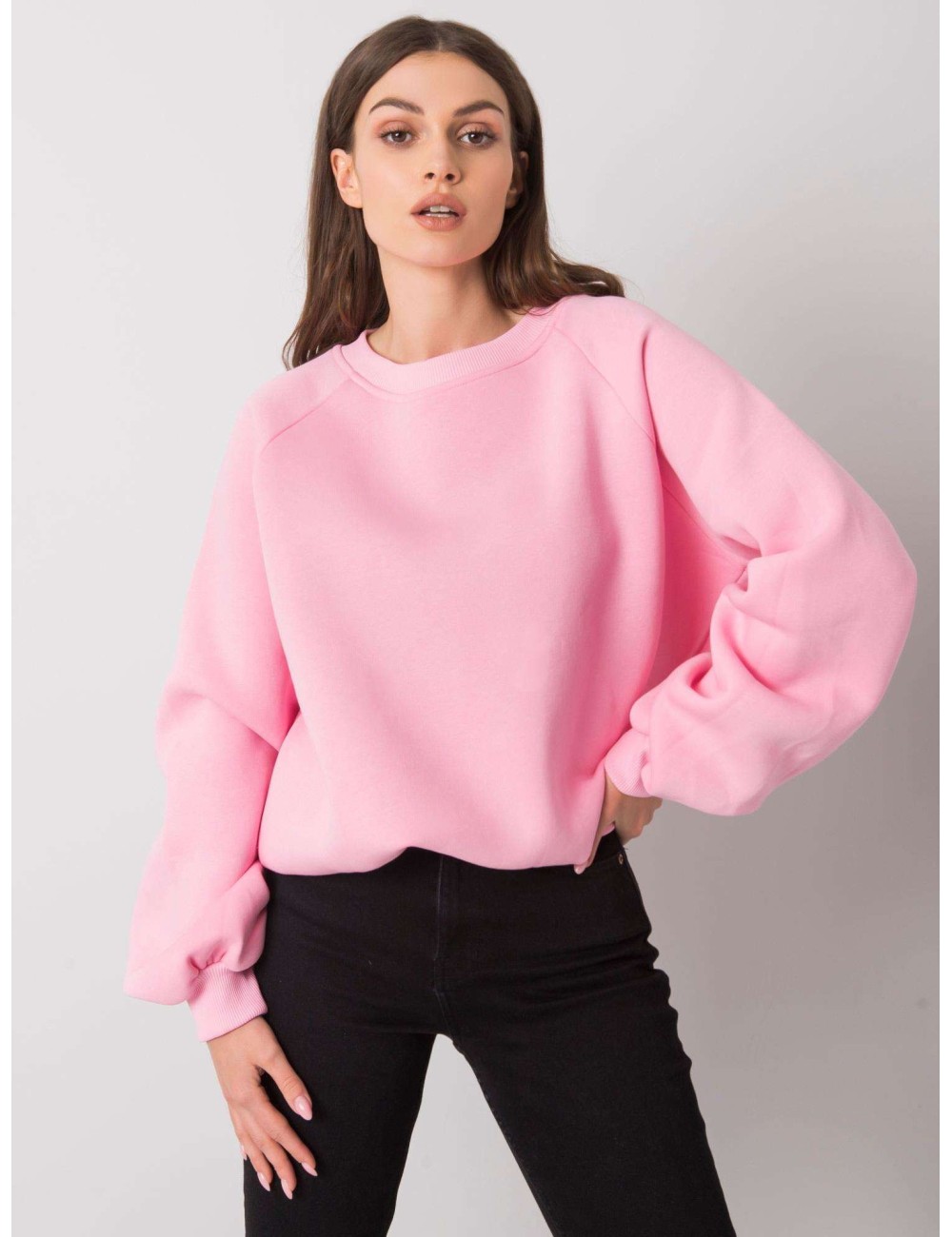 RUE PARIS Jasnoróżowa gładka bluza