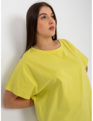 Jasnolimonkowy damski t-shirt plus size o luźnym kroju