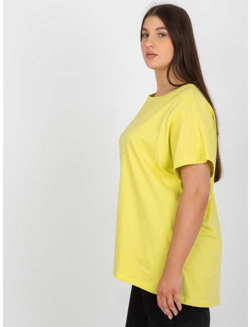 Jasnolimonkowy damski t-shirt plus size o luźnym kroju
