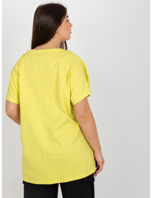 Jasnolimonkowy damski t-shirt plus size o luźnym kroju