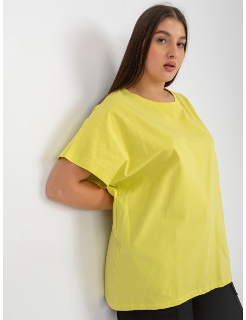 Jasnolimonkowy damski t-shirt plus size o luźnym kroju