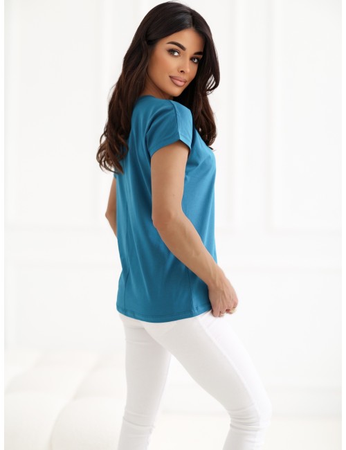 Klasyczny t-shirt basic z dekoltem V Emory